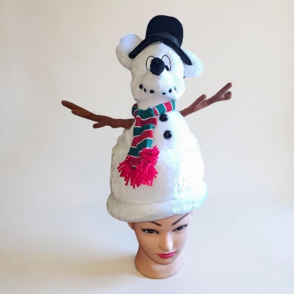 Rare Disneyland 18" Mickey Mouse Snowman Hat Plush Adult / Christmas Tree Topper - Picture 1 of 15